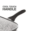 Orange Grill Pan Stone Finish 24cm Non-Stick with Glass Lid, 5 Layer Coating ONSC397