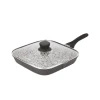 Orange Grill Pan Stone Finish 24cm Non-Stick with Glass Lid, 5 Layer Coating ONSC397