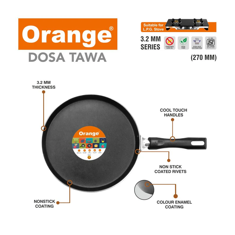Orange Non-Stick Dosa Tawa 29.5Cm 3.2Mm Onsc047 2 Orange Non-Stick Dosa Tawa 29.5Cm 3.2Mm Onsc047