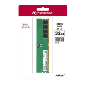 Transcend Desktop Memory Module - 32GB RAM DDR5 5600, U-DIMM, 2Rx8 Configuration, 2Gx8, CL46, 1.1V, JM5600ALE-32G.