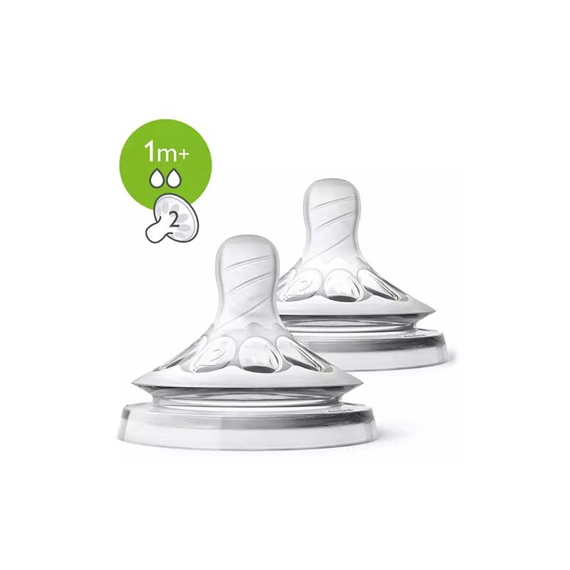 Philips Avent Teat Natural Slow Flow 2 Holes 1M+ 2'S 042/27 1 Philips Avent Teat Natural Slow Flow 2 Holes 1M+ 2'S 042/27