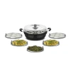 Orange All in One Multi Kadai with Idli, Dhokla & Patra Steamer Plates OHAC128