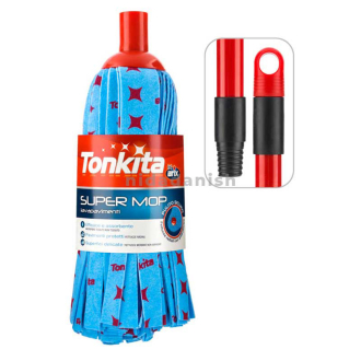 Tonkita Super Mop with Handle Nonwoven Microfibre Cloth TK023 Set of 2