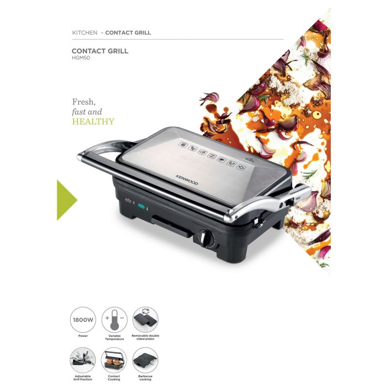 Kenwood Contact Grill Adjustable Temperature Cool Touch Handle 1800W Hgm50.000Si - Adjustable Grill Position Contact Grill And Open Grill 9 Kenwood Contact Grill Adjustable Temperature Cool Touch Handle 1800W Hgm50.000Si - Adjustable Grill Position Contact Grill And Open Grill