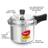 Pigeon Pressure Cooker 3l Deluxe Outer Lid Aluminium Sap 102 - Ergonomic Sturdy Handle Thermal Efficiency Special Alloy Safety Plug