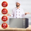 Nikai Microwave 25l Digital 5 Power Levels with Grill Function 900W NMO250MDG Defrost Settings Cooking End Signal 10 Auto Menus Mirror Finish Push Button Door