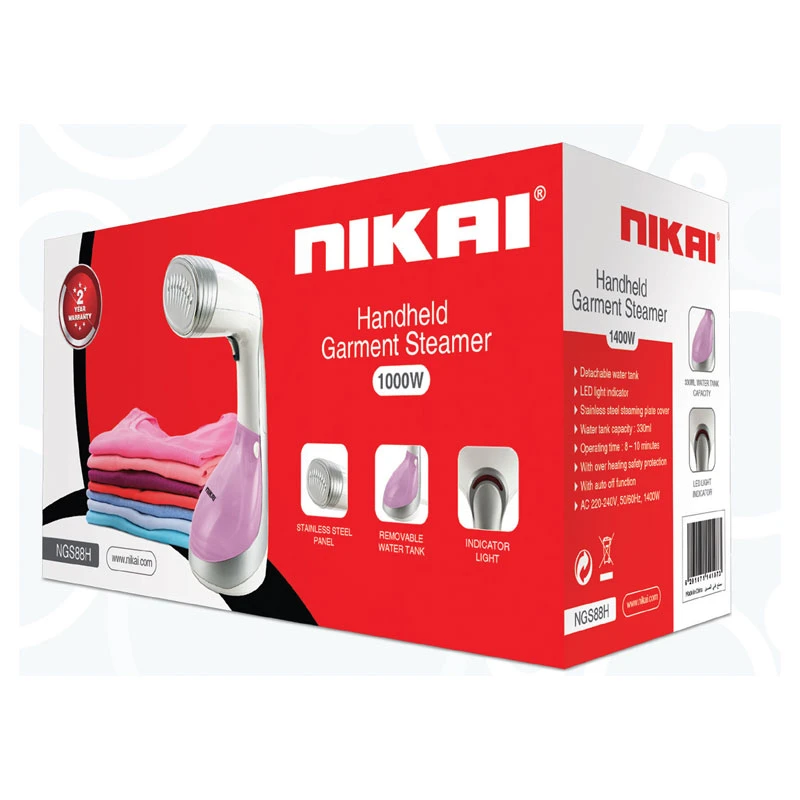 Nikai Garment Steamer 330Ml Tank Hand Held 1000W Ngs88H Overheat Protection Removable Water Tank Indicator Light Steam Capacity 20-25G 2 Nikai Garment Steamer 330Ml Tank Hand Held 1000W Ngs88H Overheat Protection Removable Water Tank Indicator Light Steam Capacity 20-25G