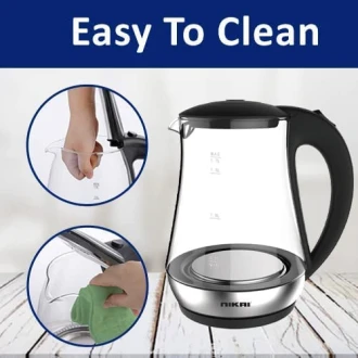 Nikai Jug Kettle 1.7L Glass With Cord Storage 2200W NK323G Automatic Shut Off Heat Plate With Led Indicator Light Detachable Filter Spout Cover