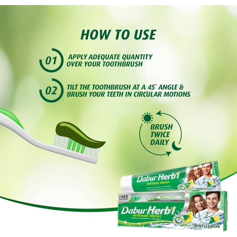 Dabur Herbal Toothpaste 150G With Brush Green Gel 6 Dabur Herbal Toothpaste 150G With Brush Green Gel - Set Of 3 Pcs