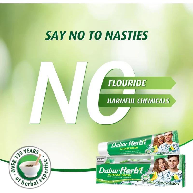 Dabur Herbal Toothpaste 150G No Brush Green Gel 6 Dabur Herbal Toothpaste 150G No Brush Green Gel - Set Of 3 Pcs