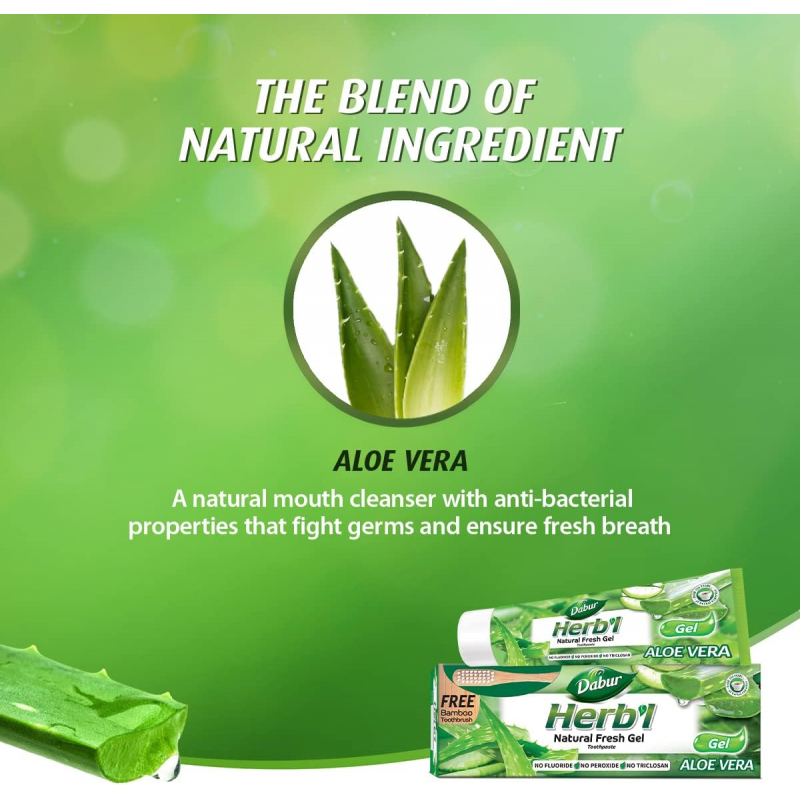 Dabur Herbal Germ Kill Toothpaste Aloe Vera 150G With Brush 7 Dabur Herbal Germ Kill Toothpaste Aloe Vera 150G With Brush - Set Of 3 Pcs
