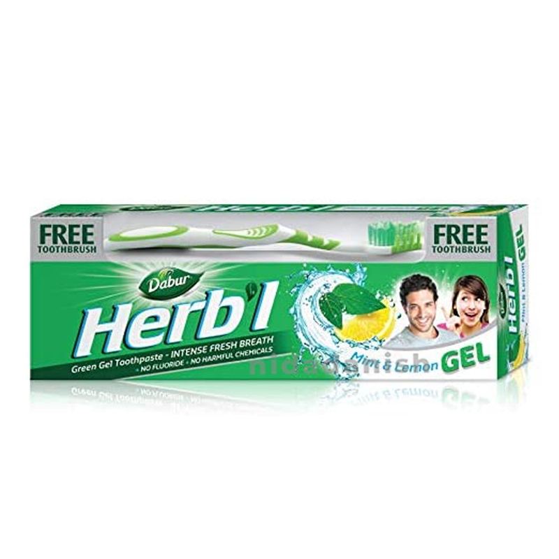 Dabur Herbal Toothpaste 150G With Brush Green Gel 1 Dabur Herbal Toothpaste 150G With Brush Green Gel - Set Of 3 Pcs