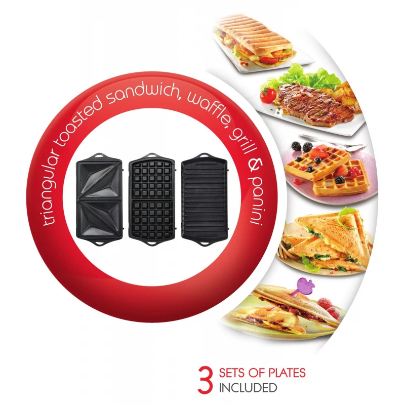 Moulinex Sandwich Toaster 2 Slice 3 In 1 Waffle Grill And Sandwich 700W Sw612543 - Nonstick Coating Plates Detachable Plates Vertical Storage Light Indicator 4 Moulinex Sandwich, Panini &Amp; Waffle Maker 700W 3In1 Interchangeable Plates Sw612543
