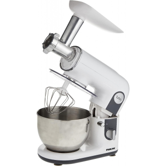 Nikai Kitchen Machine 4L 3 in 1 Blender Mincer and Mixer 800W NFP444A Stainless Steel Bowl With Cover Metal Gear 3 Blades Whisk, Dough Hook & Beater 6 Speed With Pulse