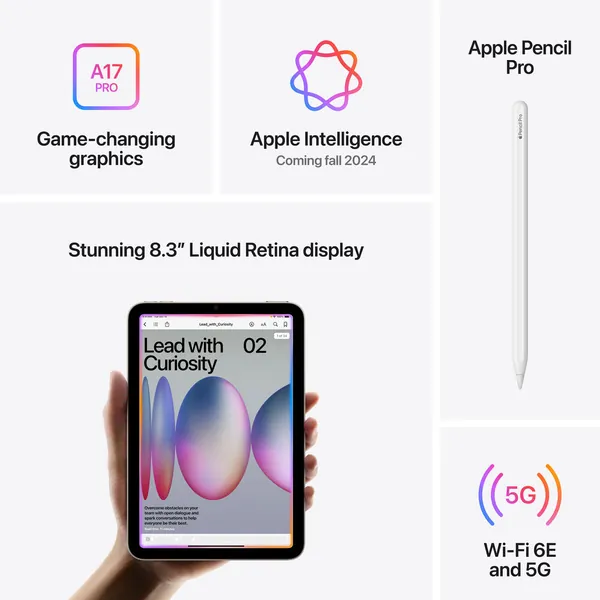 Apple 8.3&Quot; Ipad Mini 7Th Gen, 128Gb, Wi-Fi + 5G Lte, Blue 6 Apple 8.3&Quot; Ipad Mini 7Th Gen, 128Gb, Wi-Fi + 5G Lte, Blue