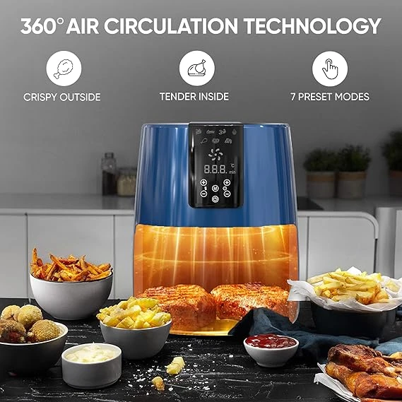 Nikai Airfryer 4L Digital 1250W Naf588D Precision Temperature Control, 7 Preset Cooking Programs, 360-Degree Air Circulation, One-Touch Operation 5 Nikai Airfryer 4L Digital 1250W Naf588D Precision Temperature Control, 7 Preset Cooking Programs, 360-Degree Air Circulation, One-Touch Operation