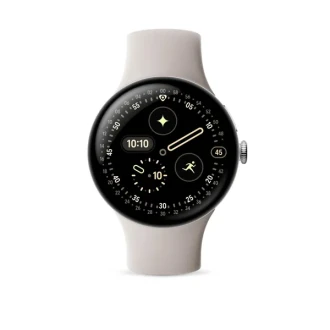 Google Pixel Watch 4 Wi-Fi 45mm - Polished Silver Aluminum with Porcelain Active Band