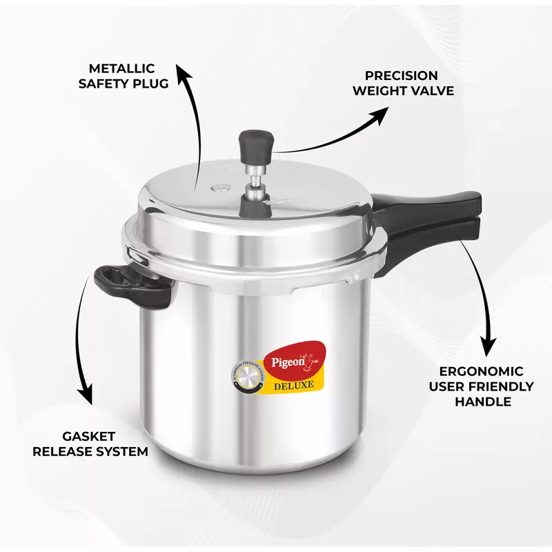 Pigeon Pressure Cooker 10L Deluxe Outer Lid Aluminium Sap 105 - Ergonomic Sturdy Handle Thermal Efficiency Special Alloy Safety Plug 1 Pigeon Pressure Cooker 10L Deluxe Outer Lid Aluminium Sap 105 - Ergonomic Sturdy Handle Thermal Efficiency Special Alloy Safety Plug