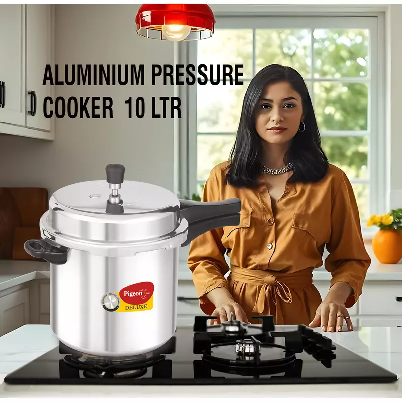 Pigeon Pressure Cooker 10L Deluxe Outer Lid Aluminium Sap 105 - Ergonomic Sturdy Handle Thermal Efficiency Special Alloy Safety Plug 4 Pigeon Pressure Cooker 10L Deluxe Outer Lid Aluminium Sap 105 - Ergonomic Sturdy Handle Thermal Efficiency Special Alloy Safety Plug