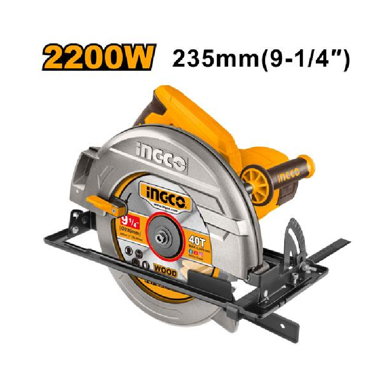 Ingco Circular Saw 2200W With Adjustable Depth &Amp; Bevel Cutting, 235Mm Blade Cs18578 2 Ingco Circular Saw 2200W With Adjustable Depth &Amp; Bevel Cutting, 235Mm Blade Cs18578