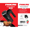 Nikai Hand Mixer 6 Speeds With Turbo Function 300W NH989A1 2 Beaters For Eggs And Cream And 2 Hooks For Mixing Dough With Easy Eject Button