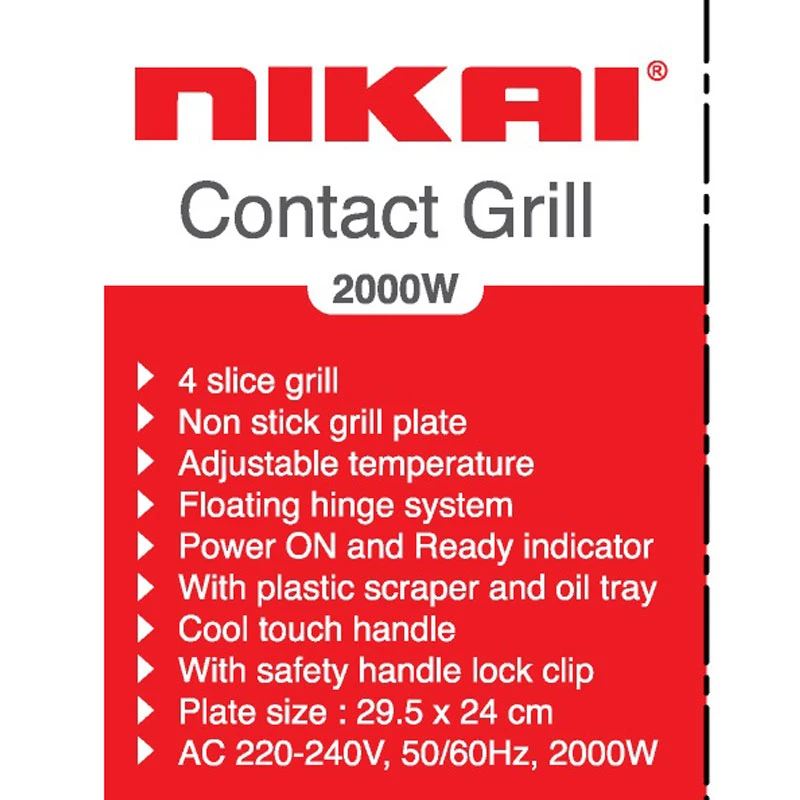 Nikai Sandwich Toaster 4 Slice 29.5X24Cm 2000W Ng543N2A Non Stick Grill Plate Adjustable Temperature Light Indicator Cool Touch 3 Nikai Sandwich Toaster 4 Slice 29.5X24Cm 2000W Ng543N2A Non Stick Grill Plate Adjustable Temperature Light Indicator Cool Touch