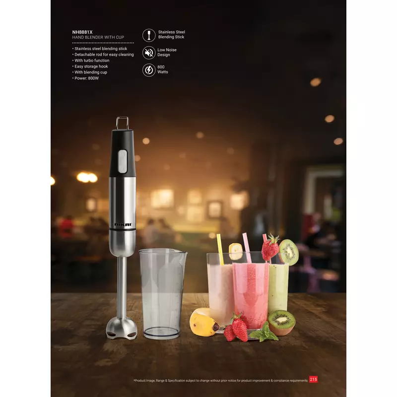 Nikai Hand Blender 600Ml With Cup Stainless Steel Blending Stick 800W Nh8881X Detachable Rod With Blending Cup Easy Storage Hook With Turbo Function 4 Nikai Hand Blender 600Ml With Cup Stainless Steel Blending Stick 800W Nh8881X Detachable Rod With Blending Cup Easy Storage Hook With Turbo Function