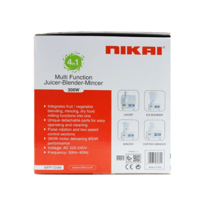 Nikai Juicer Extractor 1.6L 4 In 1 Juicer Blender Meat Chopper And Grinder 300W Nfp1724N 2 Speed With Pulse Function Powerful Motor With Thermostat Stainless Steel Blades 10 Nikai Juicer Extractor 1.6L 4 In 1 Juicer Blender Meat Chopper And Grinder 300W Nfp1724N 2 Speed With Pulse Function Powerful Motor With Thermostat Stainless Steel Blades