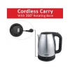 Nikai Jug Kettle 1.7L Steel With Cord Storage 2200W NK420A Automatic Shut Off Boil Dry Protection With Indicator Stainless Steel Body