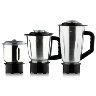 RAF Blender 1.5L Steel Jar, 1L Grinder, 0.8L Grinder, 350W, 3in1, 6 Blades, Strong Power, Fast Start, 2 Speed + Pulse Function R.2843