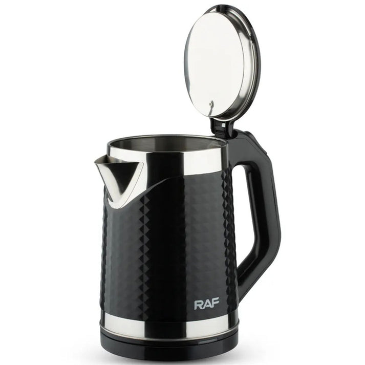 Raf Kettle 2L 2000W Stainless Steel, Bpa Free Interior, 360 Swivel Base, Led Indicator Light R.7875 1 Raf Kettle 2L 2000W Stainless Steel, Bpa Free Interior, 360 Swivel Base, Led Indicator Light R.7875