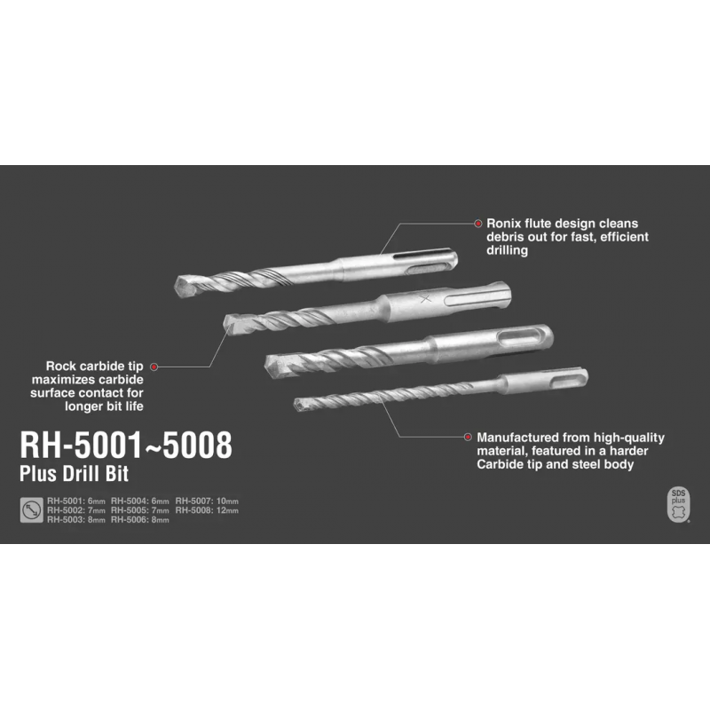 Ronix Sds Plus Drill Bit 6 X 60Mm Rh-5004 2 Ronix Sds Plus Drill Bit 6 X 60Mm Rh-5004