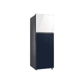 Samsung Refrigerator 348L Bespoke Double Door, Mono Cooling, WiFi Embedded, Deodorizer, Digital Inverter Compressor White/Navy (Glass) Power Cool AI Energy Mode SpaceMax  RT35CB56218AUT