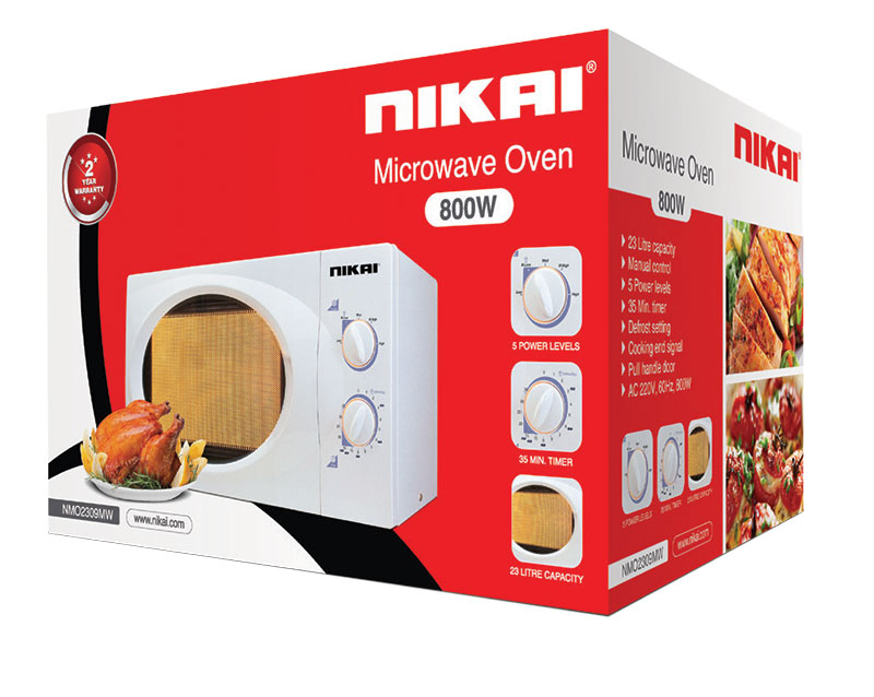 Nikai Microwave 23L Manual 5 Power Levels 800W Nmo2309Mw 35 Mins Timer Defrost Settings Cooking End Signal Pull Handle Door 5 Nikai Microwave 23L Manual 5 Power Levels 800W Nmo2309Mw 35 Mins Timer Defrost Settings Cooking End Signal Pull Handle Door
