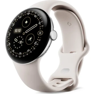 Google Pixel Watch 4 Wi-Fi 45mm - Polished Silver Aluminum with Porcelain Active Band