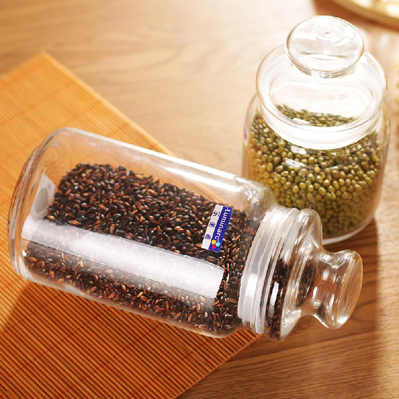 Luminarc Striped Glass Jar 0.75L With Lid, Transparent V9602 2 Luminarc Striped Glass Jar 0.75L With Lid, Transparent V9602