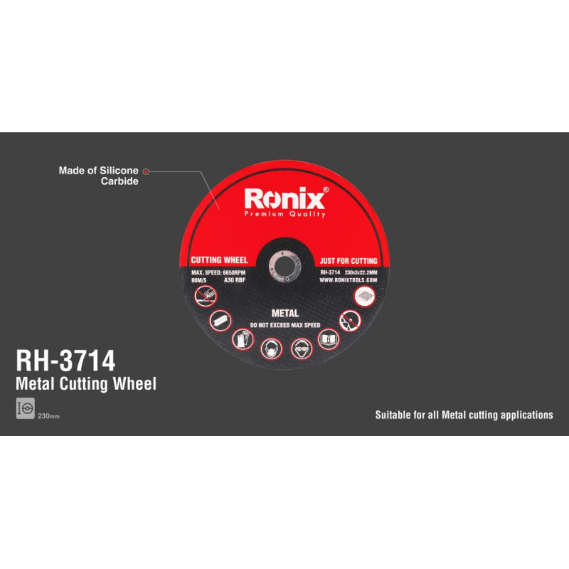 Ronix Metal Cutting Disc 230X3X22.23 Rh-3714 4 Ronix Metal Cutting Disc 230X3X22.23 Rh-3714