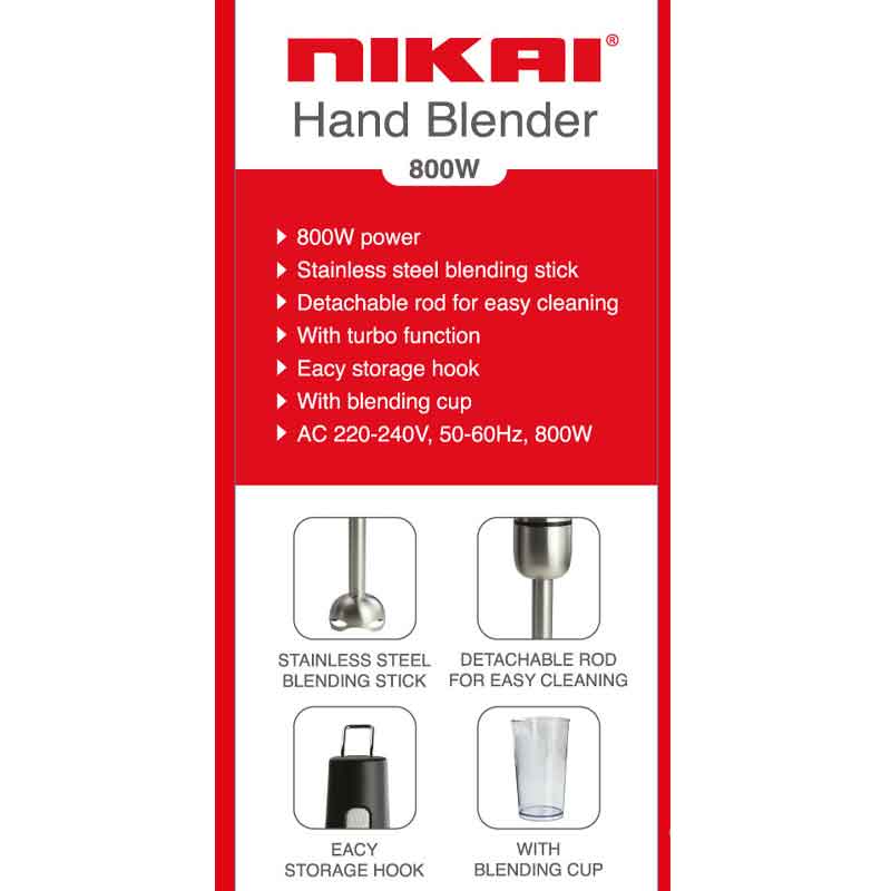 Nikai Hand Blender 600Ml With Cup Stainless Steel Blending Stick 800W Nh8881X Detachable Rod With Blending Cup Easy Storage Hook With Turbo Function 2 Nikai Hand Blender 600Ml With Cup Stainless Steel Blending Stick 800W Nh8881X Detachable Rod With Blending Cup Easy Storage Hook With Turbo Function