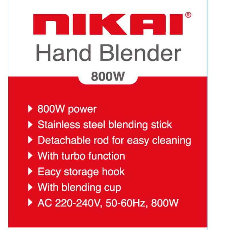 Nikai Hand Blender 600Ml With Cup Stainless Steel Blending Stick 800W Nh8881X Detachable Rod With Blending Cup Easy Storage Hook With Turbo Function 3 Nikai Hand Blender 600Ml With Cup Stainless Steel Blending Stick 800W Nh8881X Detachable Rod With Blending Cup Easy Storage Hook With Turbo Function