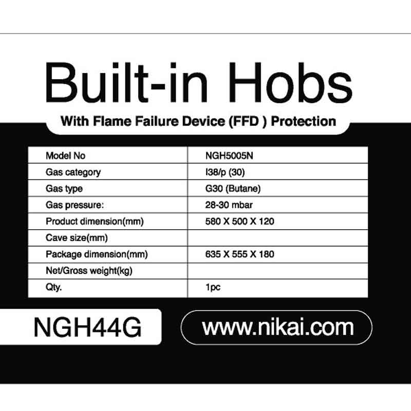 Nikai Gas Cooker 4 Burner Glass 8Mm Tempered Built In Hob 580X500X120Mm Ngh44G Auto Ignition System Cast Iron Pan Supports Triple Ring Wok Burner 3 Nikai Gas Cooker 4 Burner Glass 8Mm Tempered Built In Hob 580X500X120Mm Ngh44G Auto Ignition System Cast Iron Pan Supports Triple Ring Wok Burner