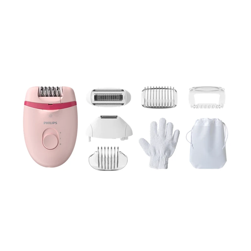 Philips Satinelle Essential Corded Compact Epilator With 7 Accessories, Exfoliation Glove &Amp; Carry Pouch, Opti-Light For Legs, Arms &Amp; Underarms Bre285 1 Philips Satinelle Essential Corded Compact Epilator With 7 Accessories, Exfoliation Glove &Amp; Carry Pouch, Opti-Light For Legs, Arms &Amp; Underarms Bre285
