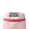 Philips Satinelle Essential Corded Compact Epilator with 7 Accessories, Exfoliation Glove & Carry Pouch, Opti-Light for Legs, Arms & Underarms BRE285