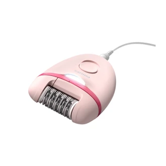 Philips Satinelle Essential Corded Compact Epilator with 7 Accessories, Exfoliation Glove & Carry Pouch, Opti-Light for Legs, Arms & Underarms BRE285