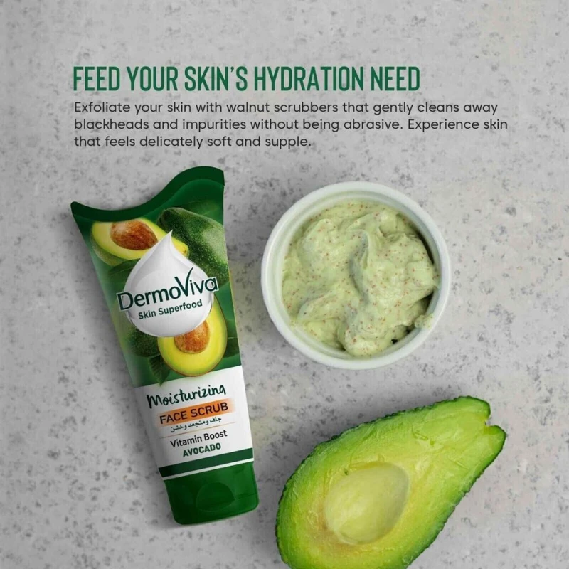 Dermoviva Face Scrub Moisturizing Vitamin Boost Avocado 150Ml 2 Dermoviva Face Scrub Moisturizing Vitamin Boost Avocado 150Ml - Set Of 3 Pcs