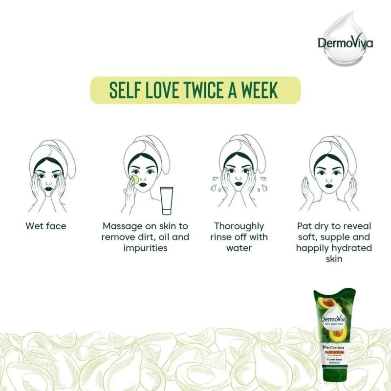 Dermoviva Face Scrub Moisturizing Vitamin Boost Avocado 150Ml 6 Dermoviva Face Scrub Moisturizing Vitamin Boost Avocado 150Ml - Set Of 3 Pcs