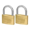 Total Heavy Duty Brass Padlock 40mm, Solid Brass Cylinder with Pins, 4pcs Brass Keys, 2pcs Set TLK32T2402