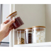Generic Glass Jar Round with Wooden Lid 10x15cm – Elegant Storage Container for Kitchen & Home R1015(1-28)