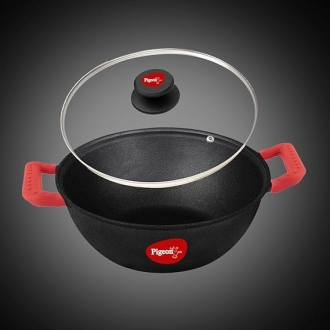 Pigeon Imperi Luxe Cast Iron Kadai 26cm – Natural Non-Stick, Toxin-Free & Durable Cookware Sap 16301