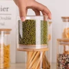 Generic Glass Jar Round with Wooden Lid 10x12cm – Elegant Storage Container for Kitchen & Home R1012(1-19)