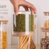 Generic Glass Jar Round with Wooden Lid 10x15cm – Elegant Storage Container for Kitchen & Home R1015(1-28)